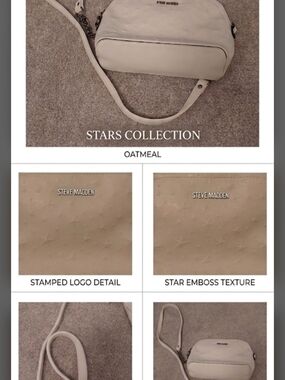 Steve Madden Oatmeal Star-Emboss Crossbody Bag